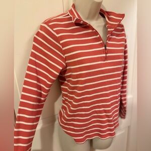 L.L. Bean Coral and White Striped Top